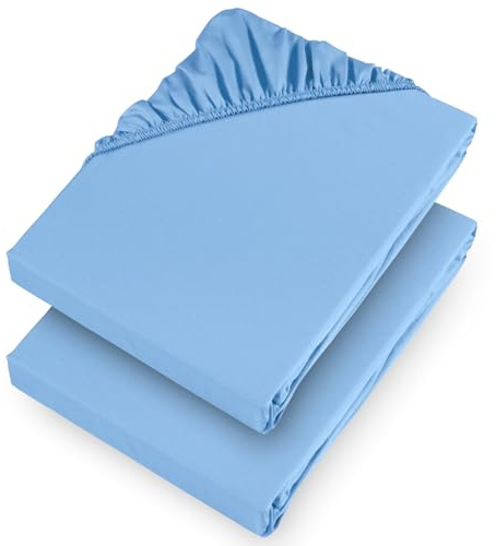 Aspire Homeware Single Fitted Sheet 2 Pack 25 Cm Deep Pocket 10 Inch Sky Blue Bed Sheets - Soft & Breathable Fitted Bedsheet Brushed Microfiber Shrinkage and Fade Resistant Bottom Sheet