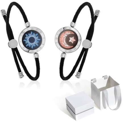 TOTWOO Intelligente Partnerarmbänder für Fernbeziehungen mit 1-zu-1-Bluetooth-Kopplung per App – Romantisches Geschenk mit Leuchten & Vibration bei Berührung, aus Edelstahl 316