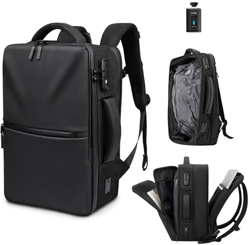 Zurligi Vacuum Travel Backpack with Mini Pump, 30-60L Expandable Carry-on | Water-resistant Seal Backpack with TSA Lock, USB Port, Airtight Zippers, with Padded Compartment for 17”-19” Laptops