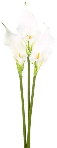 M METERXITY 3-Pack Artificial Calla Lily Flowers 23in, White | Faux Two-petaled Calla Lily, Silk Bouquets, Real Touch Faux Flowers, for Home, Wedding, Christmas, Party