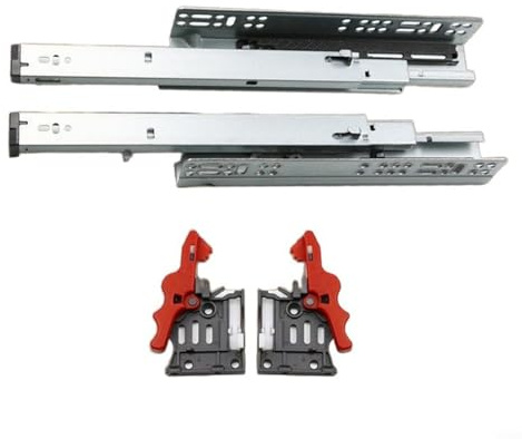 Guide scorrevoli per cassetti da 500 mm, con chiusura ammortizzata, estensione completa, in acciaio zincato, per mobili da cucina con design a scomparsa, portata 35 kg (250 mm)