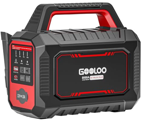 GOOLOO GT Truck Plus Starthilfe Powerbank – 8000A 12V/24V Tragbare Starter Powerbank mit PD65W Schnellladung, Booster Auto Starthilfe für PKW, LKW, Wohnmobile, Yachten (Alle Benzin und Diesel)