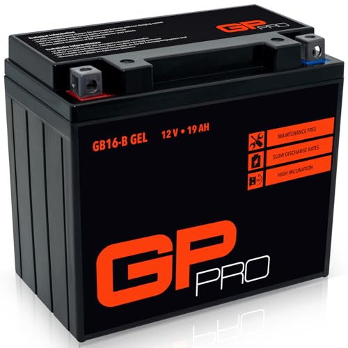 GP-PRO GB16-B - Batería de arranque para motos, 12V, 17Ah, parecido a YB16-B / 51912, sin necesidad de mantenimiento, para Harley Davidson