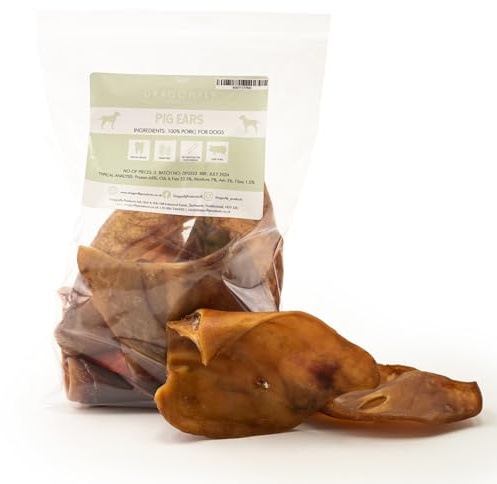 Dragonfly Products Pigs Ears For Dogs | 25 Large Pieces | British Whole Pork Ear Chew | Natural Raw Healthy Treat | Grain Free Long Lasting Snack