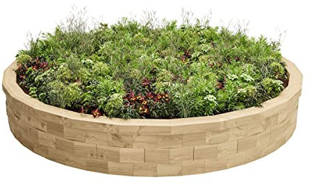 WoodBlocX Raised Beds For Garden, Circular Outdoor Round Wooden Planters To Grow Plants, Flowers & Vegetables. Large Raised Bed Planter- Easy To Assemble, No Power Tool Needed (236x35)