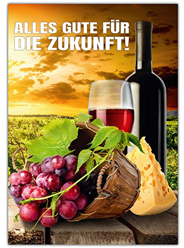 A4 XXL Abschiedskarte WEIN mit Umschlag - edle Klappkarte für Kollegen zur Rente Pension Jobwechsel Umzug Sabbatical Ruhestand Karte von BREITENWERK