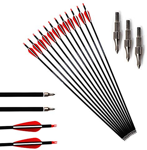 500 Spine Flèches 28 Flèches pour Arcs à Poulies Diamètre Intérieur 6.2mm 28 pouces Flèche de Carbone Pointe en Acier 20/45/50/55/60/65 livres Arc Recurve Tir à l'arc Chasse Tir Cible d'entrainement