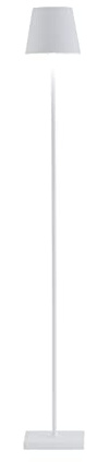 Zafferano, Poldina Lampe L, Kabellose, Wiederaufladbare Stehlampe mit Touch Control, Geeignet für Wohnzimmer und Außenbereich, Dimmer, 2200-3000 K, Höhenverstellbar 52-122 cm, Farbe Weiß