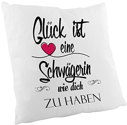 Crealuxe Flauschiges Kissen Glück ist eine Schwägerin wie Dich zu haben Zierkissen, Sofakissen, bedrucktes Kissen, Baumwollkissen