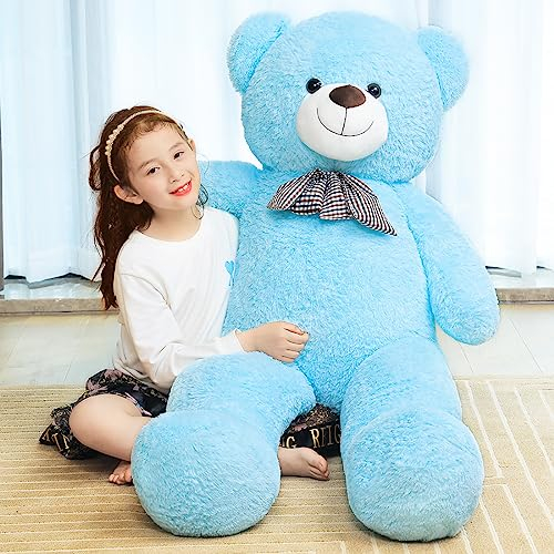 SNOWOLF Riesen XXXL Teddybär 145cm Riesen Weiches Spielzeug groß Stofftier Plüschtier Plüschbär Kuschelbär Teddy Bär Geschenk (1.4m, SkyBlue)
