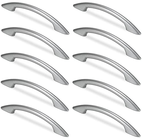 Mavö Schubladengriffe 10 Stück 96 mm Silber Grau Möbelgriffe Ikar | Kunststoff Möbelgriffe für Schubladen, Schränke und Kommoden – 96 mm Lochabstand, modern, leicht montierbar und langlebig