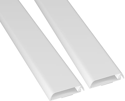 D-Line TV Wall Mount Cord Hider, Hide Mounted TV Cables, Wire Covers, Self Adhesive Cover for Cords, Paintable, Low Profile, Seamless Cable Raceway - 2X 2.36in W x 0.59in H x 15.7in L - White