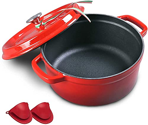 Pentola da Cucina in Ceramica Casseruole con Coperchi Forno Olandese in Ghisa Smaltata Rotonda, Pentola da Forno Olandese in Ghisa Smaltata Antiaderente con Coperchio, per Preparare Pasti a Cottura