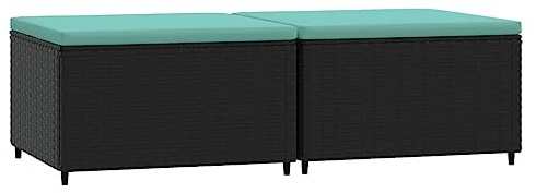 vidaXL Gartenhocker mit Kissen 2 STK. Schwarz Poly Rattan