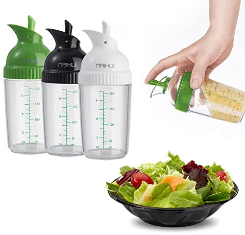 DHliIQQ Salad Dressing Shaker Container,Salad Dressing Bottle Mixer Measure,Salad Dressing Shaker Container for Mixing Ranch and Sauce,Leak-Free