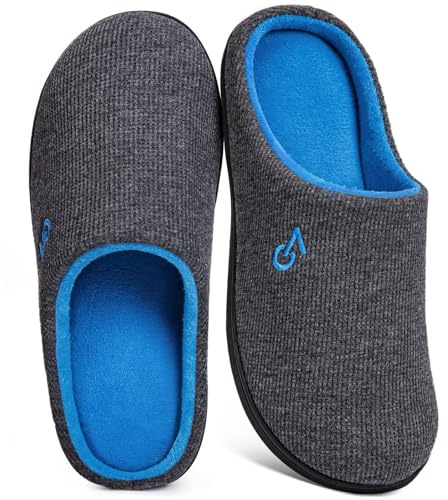 VeraCosy Men's Two-Tone Memory Foam Slippers Grey,9.5 UK