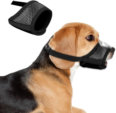 Magrimaxio Maulkorb Hund, Aulkorb für Kleine, Mittlere und Große Hunde, Atmungsaktiv Maulkorb mit Klettverschluss Weich, Verhindert Beißen, Bellen und Kauen, mit Verstellbarer Schlaufe (L, Schwarz)