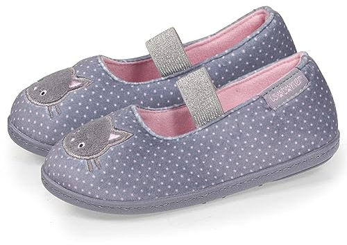 Isotoner Zapatillas de casa Bailarinas niña, pantuflas - microterciopelo ultrasuave