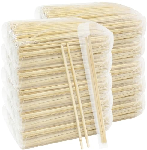 UEJYWUY 1000 Pairs 8 Inch Disposable Chopsticks, Separated Sleeved Individually Clear Packaged Wrapped Disposable Bamboo Chopsticks, Bamboo Wooden for Noodles, Sushi, Asian Food