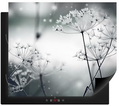 Herdabdeckplatte aus Kunststoff Induktionsmatte Herdabdeckmatte Abdeckung Ceranfeld Pusteblume Grau 60x52 cm Abdeckplatte Ceranfeldabdeckung Antirutschmatte Indutionskochfeld Schutz