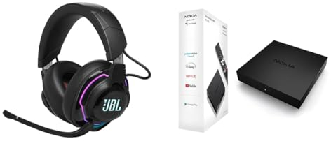 JBL Quantum 910 Over-Ear Gaming Kopfhörer – Wireless 2,4 GHz & Nokia Streaming Box 8000, Android TV (Chromecast, HDMI, Netflix, Prime Video, Disney+)