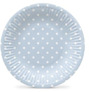 PAW - Assiette Jetable en Carton (18 cm) I Lot de 8 I Assiettes Jetables Idéales pour Mariage, Communion, Fêtes, Anniversaire I Impression de Assiettes en Papier à Base d'eau I Points Bleu Clair