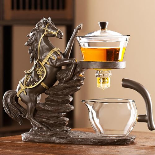 JINXIANYSemi Automatic Tea Set, Magic Teapot, Magnetic Teapot, Lazy Kung Fu Glass Tea Set, Magic Teapot,Lazy Semi-Automatic Magnetic Tea Maker, Suitable for Home, Office, Tea Room, Friends' Dinner