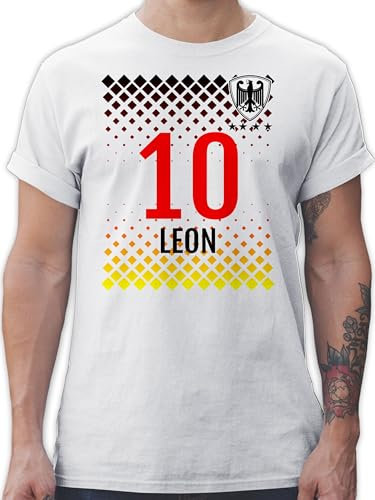 T-Shirt Herren - 2026 Fussball WM Fanartikel - Deutschland Fußball Trikot | Germany-Style mit personalisiertem Namen und Nummer - XXL - Weiß - em 2024 fußball-Fanartikel fußball. Germany Tshirt