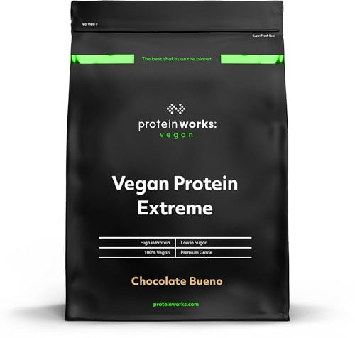 Protein Works - Vegan Protein Extreme, Premium Vegan Protein Powder, Plant-Based Protein Shake, Essential Amino Acids, Vitamins & Minerals, Low Sugar, Chocolate Bueno, 28 Servings, 1kg