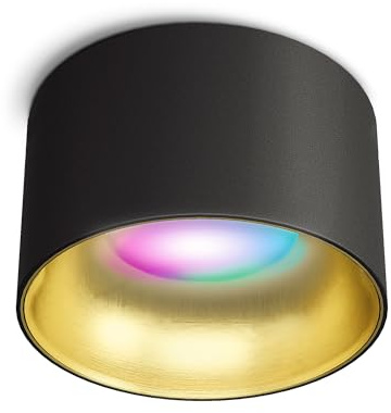 SSC-LUXon BAHIO Einbauspot schwarz-gold Smart LED WLAN RGBW App dimmbar | Design-Deckenspot mit goldener Innenblende - per App & Alexa steuerbar, RGB-Farblicht, nur 15mm tief, ohne Hub