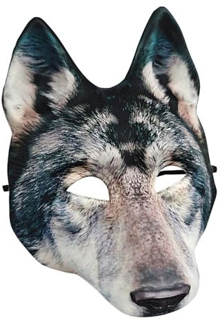 Honhoha Wolfsmaske für Erwachsene, realistische Wolfsmaske, Gruselige Tier-Halloween-Maske realistisch, Realistische Gesichtsmaske, Kopfmaske für Erwachsene, gruselige Tier-Halloween-Maske für