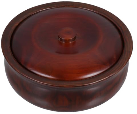 PRETYZOOM Tazón de Madera para Aperitivos con Tapa, Color Café, Fácil de Limpiar y Protege la Comida, Adecuado Hogar Tienda, Diseño Simple y Retro Redondo