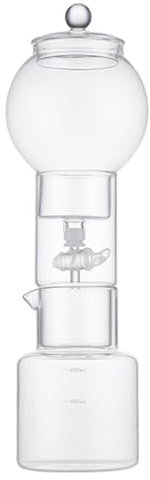 VDCVADKYE Cafetera con torre de goteo, Cafetera de vidrio for café frío, con gotero de velocidad ajustable, cafetera de extracción en frío por goteo for el hogar y la oficina, 600 ml(Clear)