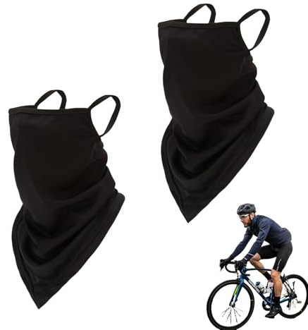 Lot de 2 demi-cagoules de moto, masque de moto, cache-cou avec boucles d'oreille, masque de ski d'hiver pour homme, écharpe tube pour femme, foulard multifonction de vélo, protège-dents de sport pour