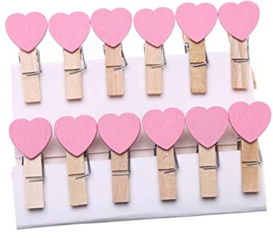 DIYEAH 100pièces Pinces à Photos Mini Bois Coloré Forme De Cœur Pinces Marque-pages Pour Bureau Loisirs Créatifs Photos Et Papiers