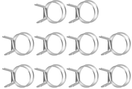 sourcing map 10Pcs 26mm/1.02inch Inner Dia Double Wire Spring Hose Clamp, Stainless Steel Adjustable Spring Clips for Hose Fuel Line Silicone Tube Water Pipe Air Pipe