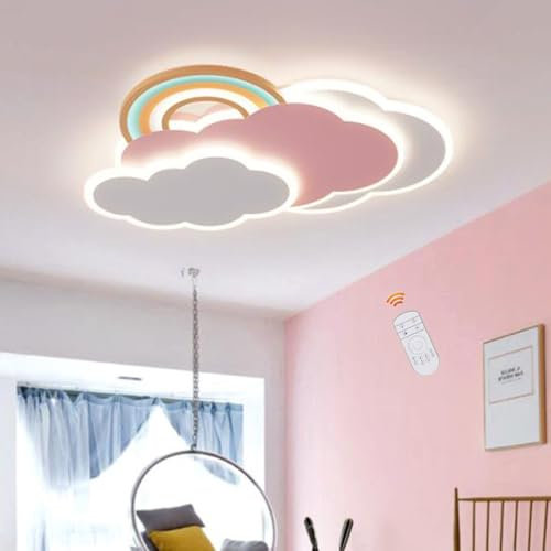 Lfoute Kreativ Wolken Deckenleuchte LED Modern Deckenlampe Dimmbar Kinderlampe Metall Kronleuchter Jungen Und Mädchen Schlafzimmer Kinderzimmer Esszimmer Wohnzimmer Regenbogen Deko Lichter