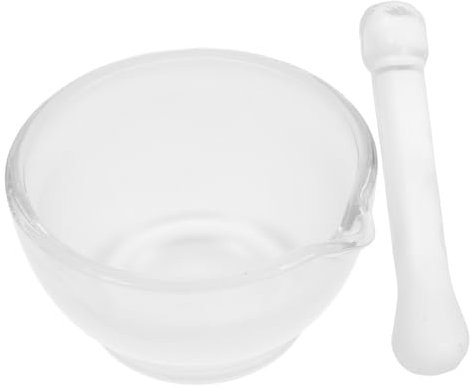 Garneck Mortero De Vidrio Con Mano De Mortero Base Antideslizante y Diseño Compacto Para Moler Hierbas y Especias Cocina y Laboratorio