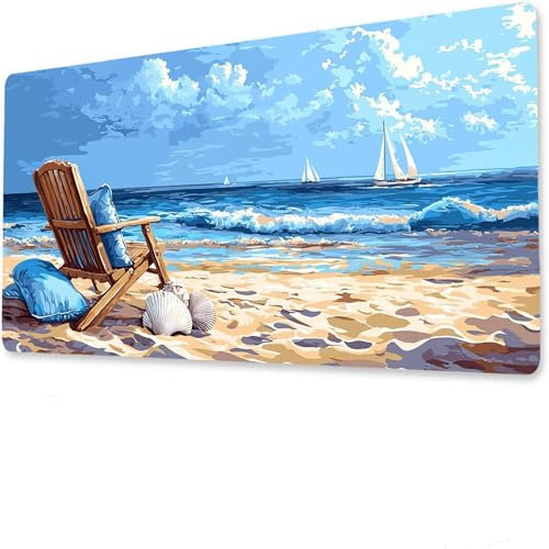 Chaise Mouse Pad Mat, Tapis de Souris Gaming XXL 1200x600x5mm, sous-Main Bureau Gamer, Tapis Table Joueur sans Couture Extra Large, Base antidérapante, Clavier Preuve de l'eauocéan M-2