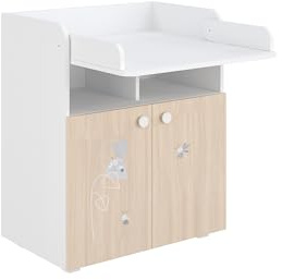 Shefa Kids 700 Baby Wickelkommode mit Schubladen Amis Weiß/Pastell - Kinderzimmermöbel mit Stauraum und stilvollem Design für Babyzimmer