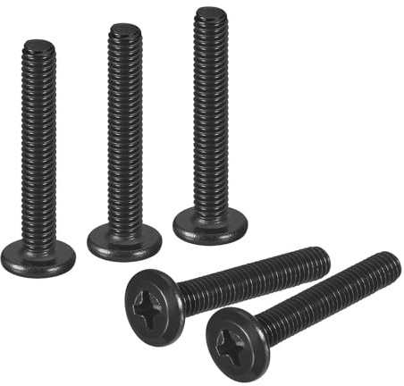 sourcing map 50 tornillos de cabeza redonda plana M4-0.7 x 25 mm, tornillo de máquina Phillips de acero inoxidable 304, rosca completa, óxido negro