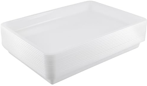 KOHAND 15 Pcs Plastic Art Activity Trays, 39.4 x 28.5 cm Plastic Serving Trays White Play Tray for Crafts and Activities, DIY Projects, Painting, Beads