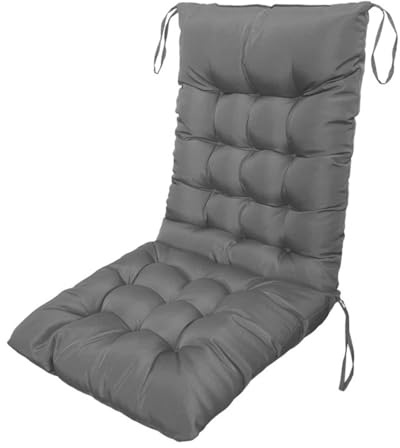 Fansu Cojín para Tumbona Reclinable, Color Sólido Cojines Sillones Jardin Exterior Resistente a Salpicaduras Cojines Sillas Reclinables con Lazos Colchón Tumbona Acolchada (Gris,50x110cm)
