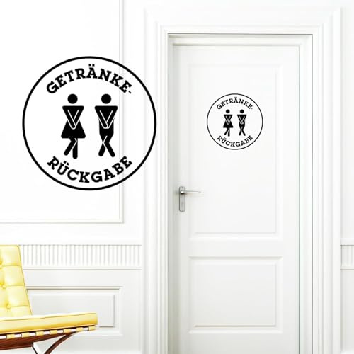 Wandtattoo Loft Türaufkleber Getränkerückgabe Motiv Mann Frau, 30 Farben, selbstklebender Türsticker für Bad & Gäste-WC, rückstandslos entfernbar