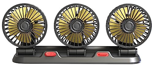 Ventilateur de voiture portable avec alimentation éolienne B, 2 vitesses de vent réglables, ABS, USB 5 V 2,1 A/DC12 V 1 A/DC24 V 0,6 A, structure compacte pour voitures, camions, camping-cars