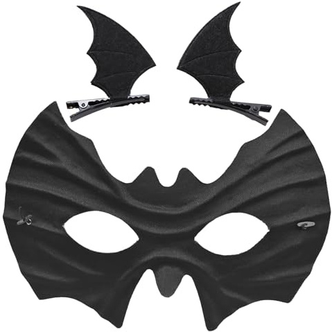 HFMYGS Fledermaus Maske, Fledermaus Haarspangen, Schwarze Augenmaske mit Fledermausflügel Haarspangen, Bat Eye Mask Filz Fledermausmaske für Jungen Mädchen Maskerade Karneval Cosplay Party
