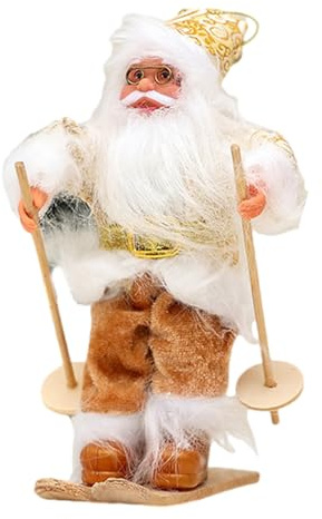 Figura de Papá Noel esquiando, delicada figura de Papá Noel en esquís para decoración de Navidad, decoración de amantes