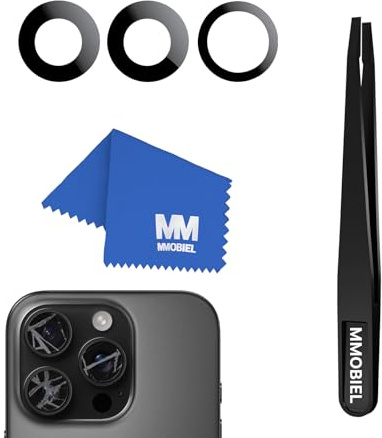 MMOBIEL Sostituzione del Vetro della Fotocamera Posteriore Compatibile con iPhone 16 Pro/16 Pro Max - Vetro della Fotocamera Posteriore - Adesivo, Pinzetta e Panno Preinstallati
