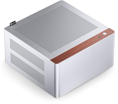 Jonsbo NV10 PC-Gehäuse Silber | Mini-ITX Case aus Aluminium & Stahl, kompaktes ITX-Gehäuse mit USB-C, Low-Profile GPU Support