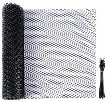 3m Plastic Chicken Wire Mesh Roll, Heavy Duty Reusable Poultry Net, Black Garden Patio Fence for Farming, Gardening & Home Decoration